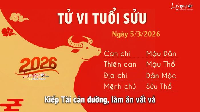 Tử vi hàng ngày 5/3/2026 của tuổi Sửu
