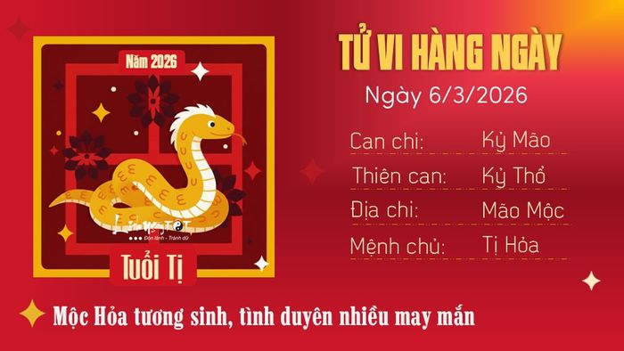 Tử vi hàng ngày 6/3/2026 của tuổi Tị