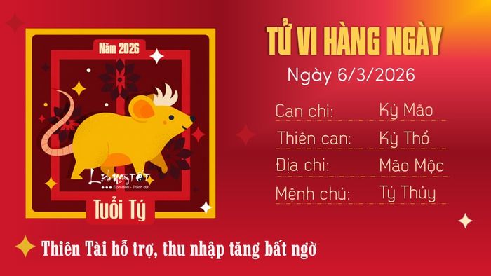 Tử vi hàng ngày 6/3/2026 của tuổi Tý