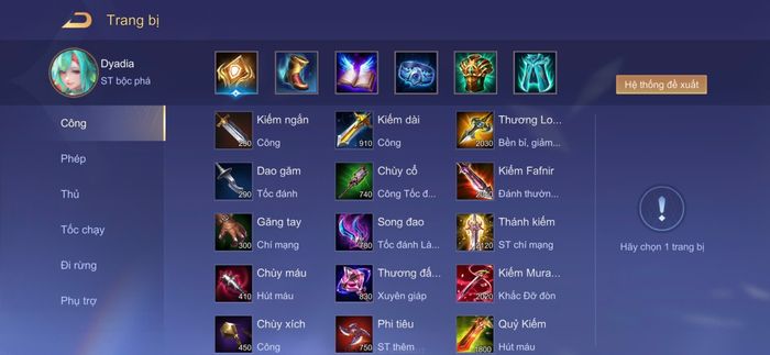 Bộ trang bị semi phép cho Dyadia