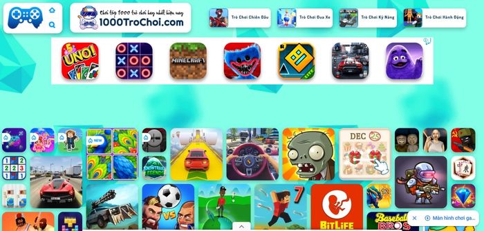 Trang web 1000 trò chơi sở hữu một kho game cực kỳ phong phú.
