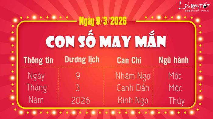 Số may mắn hôm nay 9/3/2026 dành cho bạn là số nào?