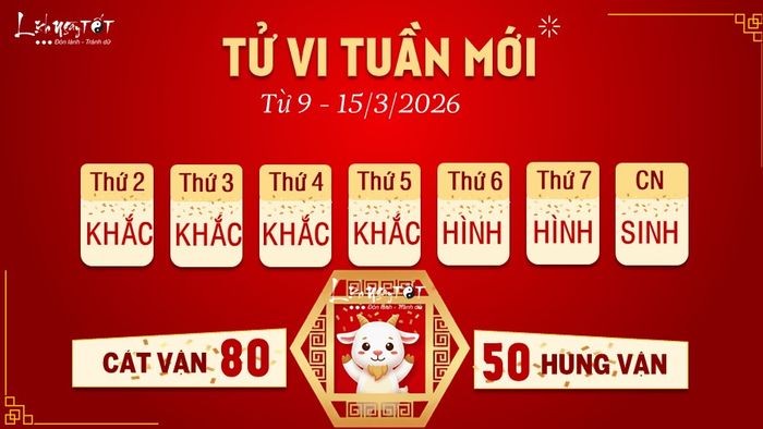 Tử vi tuần mới từ 9 - 15/3/2026 cho thấy tuổi Mùi sẽ được sao Tử Vi và Chính Quan chiếu mệnh, mọi việc diễn ra theo đúng kế hoạch, mang đến sự an tâm và thời gian để hoàn thiện bản thân. Đây là thời điểm lý tưởng để bạn xây dựng nền tảng vững chắc cho những mục tiêu dài hạn mà không cần phải vội vã hay lo lắng.