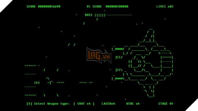 Gradius, tựa game bắn súng kinh điển 40 năm tuổi, đã được làm lại hoàn toàn bằng đồ họa ASCII cho nền tảng PC.
