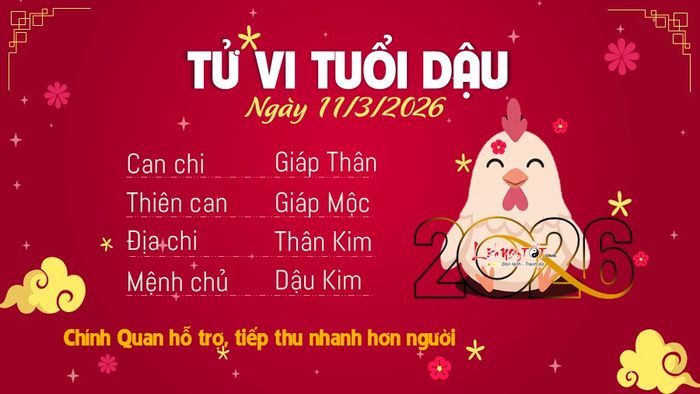 Tử vi ngày 11/3/2026 - Tuổi Dậu