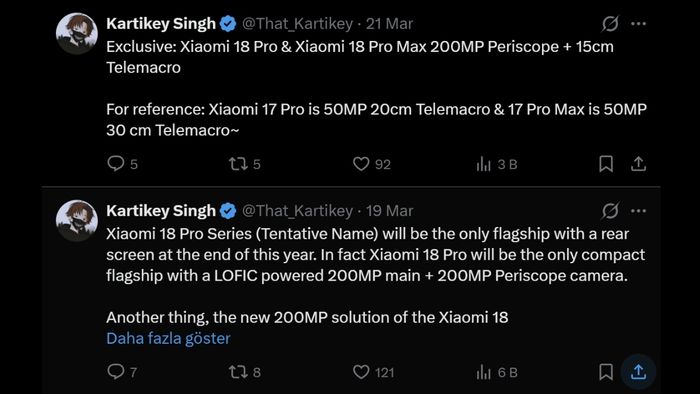 Xiaomi 18 Pro và Pro Max sở hữu cảm biến LOFIC tối tân cùng camera chính 200MP