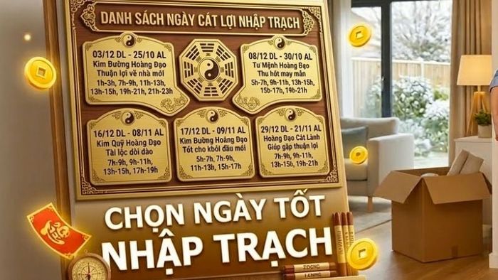 Danh sách chi tiết các ngày tốt nhập trạch tháng 12 năm 2026.