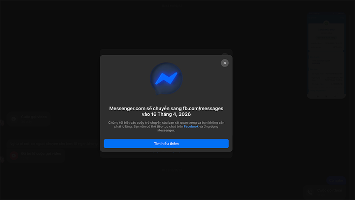 Meta xác nhận sẽ đóng cửa trang web Mesenger.com vào ngày 16 tháng 4.