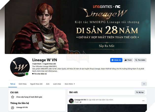 Tin nóng! Lineage W mở kênh mạng xã hội, chính thức ra mắt tại Việt Nam và Đông Nam Á