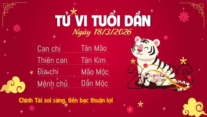 Tử vi hàng ngày 18/3/2026 - Dần