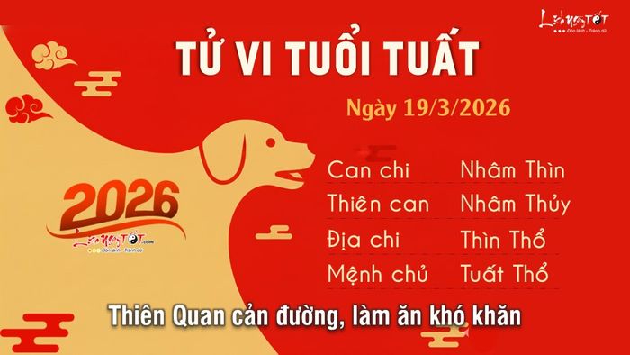 Tử vi hàng ngày 19/3/2026 của tuổi Tuất