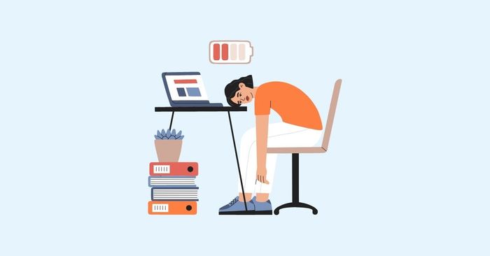 Người làm việc mệt mỏi trong môi trường văn phòng