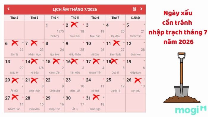 Những ngày xấu cần tránh khi nhập trạch tháng 7 năm 2026