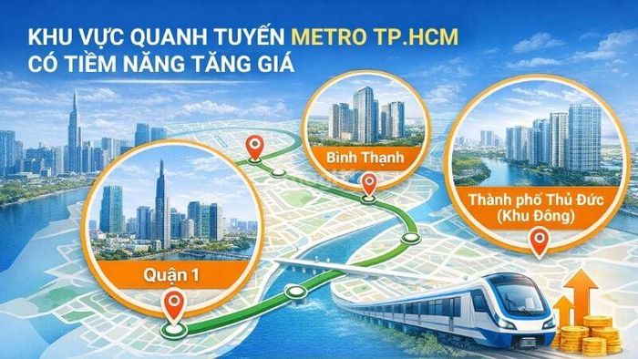 Các khu vực bất động sản xung quanh tuyến metro TP.HCM có tiềm năng tăng giá vượt trội.