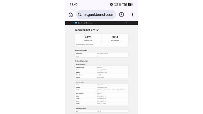 Galaxy S26 FE ghi điểm hiệu năng trên Geekbench