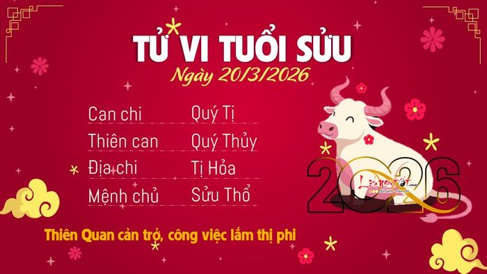 Tử vi hàng ngày 20/3/2026 của tuổi Sửu