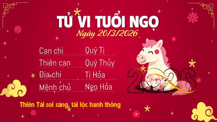Tử vi hàng ngày 20/3/2026 của tuổi Ngọ