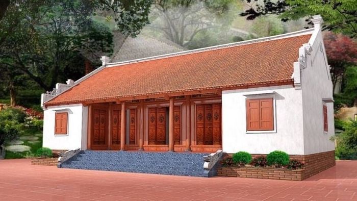 Phối cảnh tổng thể nhà gỗ ba gian