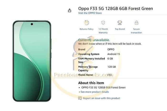 Thông số kỹ thuật của OPPO F33 5G