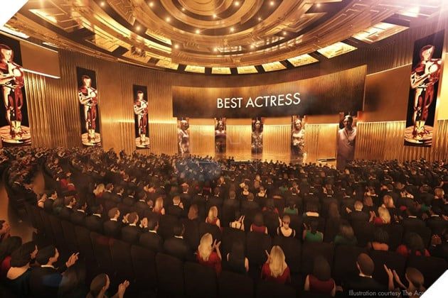 Một góc nhìn về sân khấu của lễ trao giải Oscar.