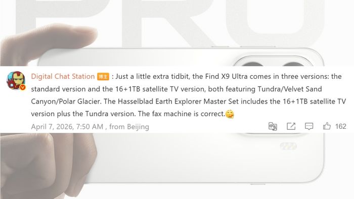 Find X9 Ultra sẽ có ba phiên bản khác nhau khi ra mắt.