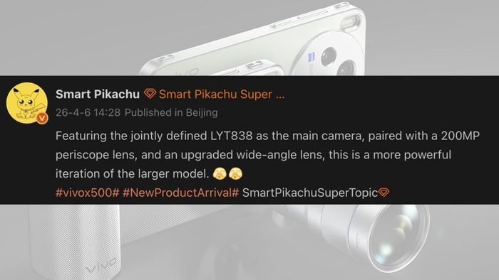 Thông số chi tiết của hệ thống camera trên siêu phẩm vivo X500 Pro Max đã chính thức bị rò rỉ.