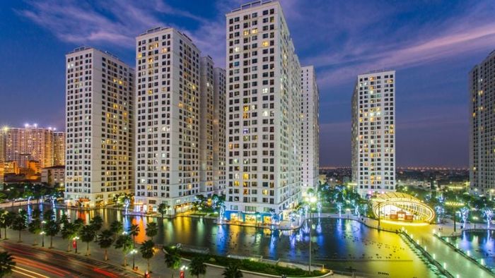 Khu đô thị Times City nằm ngay dưới chân cầu Vĩnh Tuy