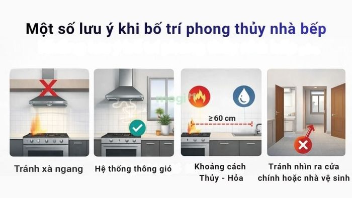 Một số yếu tố quan trọng khi sắp xếp phong thủy nhà bếp