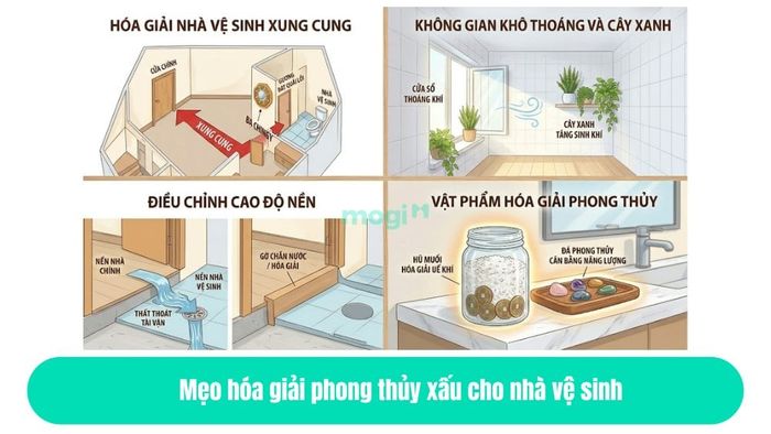 Mẹo hóa giải phong thủy xấu cho nhà vệ sinh