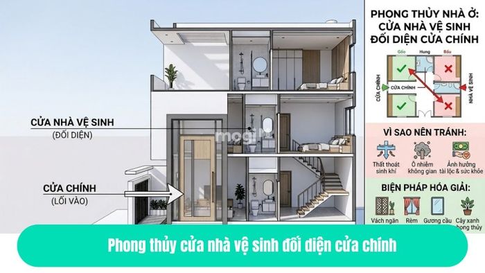 Phong thủy cửa nhà vệ sinh đối diện cửa chính