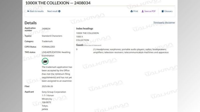 The ColleXion đã được Sony đăng ký bản quyền tại thị trường Canada và Nhật Bản gần một năm trước.