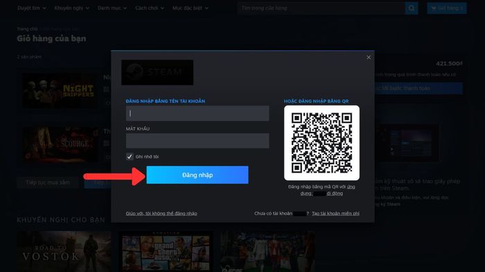 Đăng nhập vào tài khoản trên Cửa hàng trực tuyến