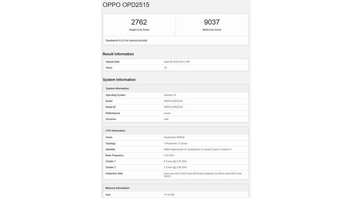 OPPO Pad Mini trình diễn hiệu năng ấn tượng trên Geekbench