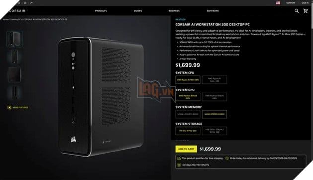 Corsair AI Workstation 300 đã tăng giá mạnh, vượt qua mốc 3.300 USD