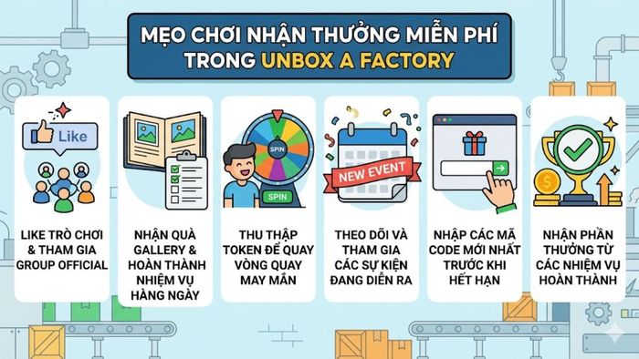 Mẹo nhận thưởng miễn phí hiệu quả trong Unbox a Factory
