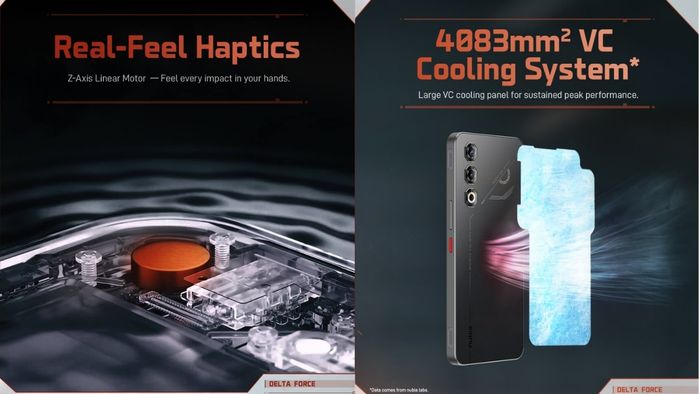 Nubia Neo 5 Pro được trang bị động cơ rung tuyến tính trục Z và hệ thống làm mát buồng hơi hiệu quả.