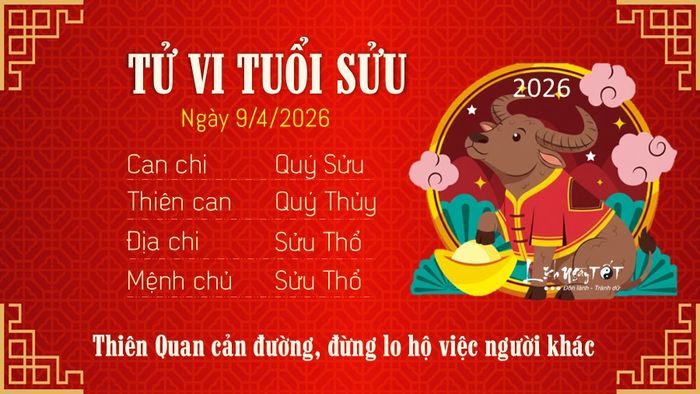 Tử vi hàng ngày 9/4/2026 của tuổi Sửu