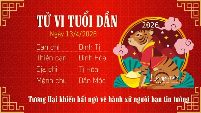 Tử vi hàng ngày 13/4/2026 của 12 con giáp - tuổi Dần