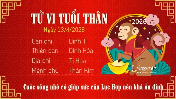 Tử vi hàng ngày 13/4/2026 của 12 con giáp - Thân