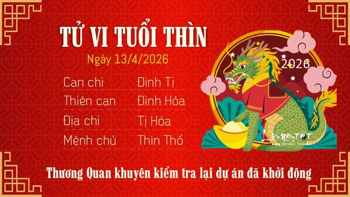 Tử vi hàng ngày 13/4/2026 của 12 con giáp - Thìn