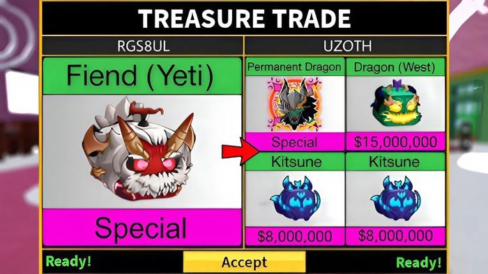 Cách sở hữu trái Yeti trong Blox Fruits: Trade với người chơi khác