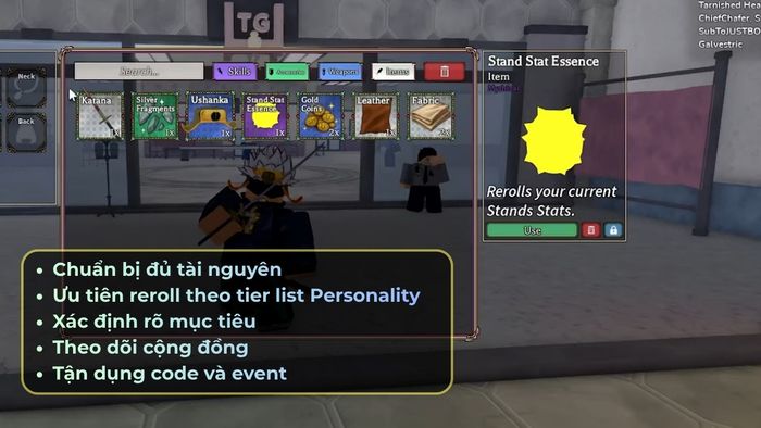 Cách reroll Stand dựa trên Bizarre Lineage Tier List