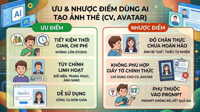 Ưu và nhược điểm khi sử dụng AI để tạo ảnh thẻ (Chỉ áp dụng cho CV và avatar mạng xã hội)