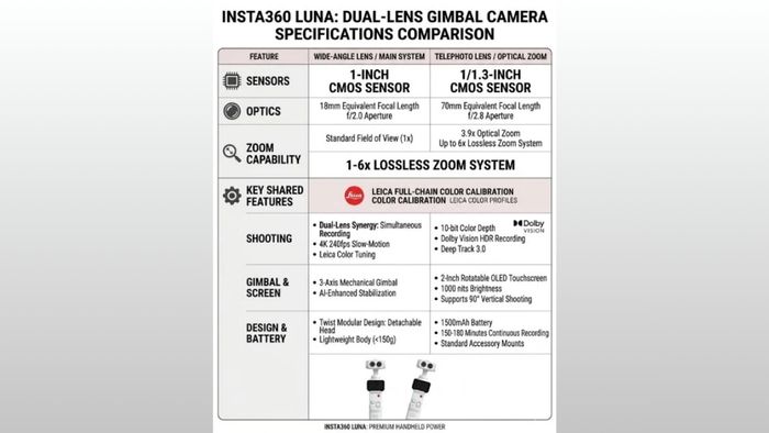 Insta360 Luna nổi bật với cụm camera kép tích hợp cảm biến kích thước lớn