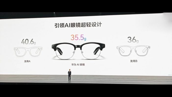 Gọng kính Huawei AI Glasses chỉ dày 6,25 mm và tổng trọng lượng đạt 35,5 gram