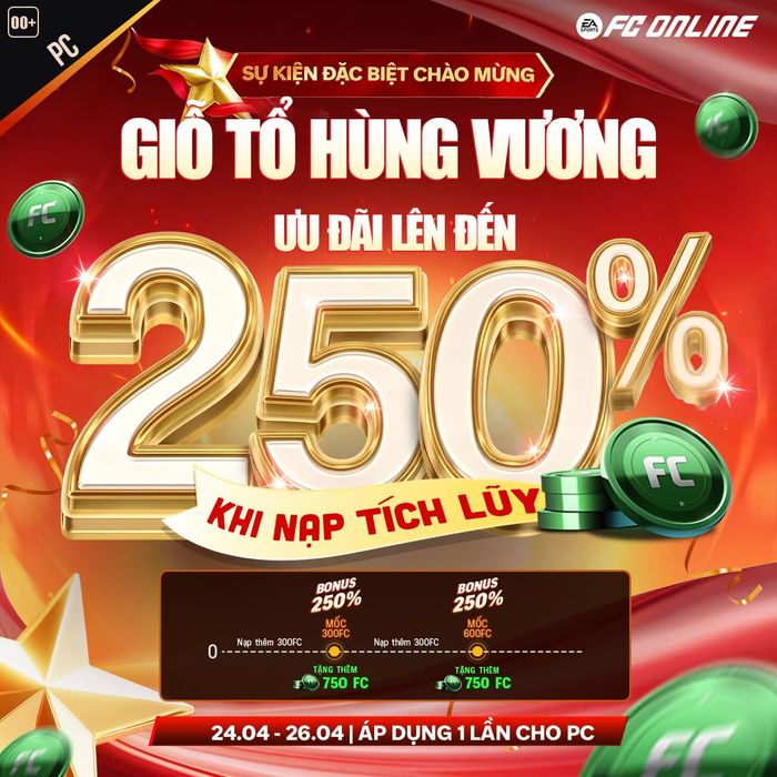 Thông tin chi tiết chương trình ưu đãi FC Online chào mừng Giỗ Tổ Hùng Vương