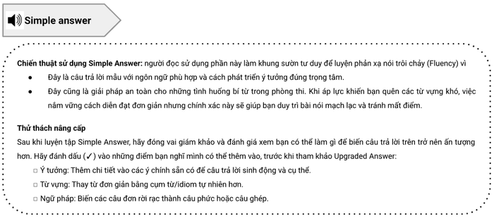 Simple Answer (câu trả lời cơ bản)