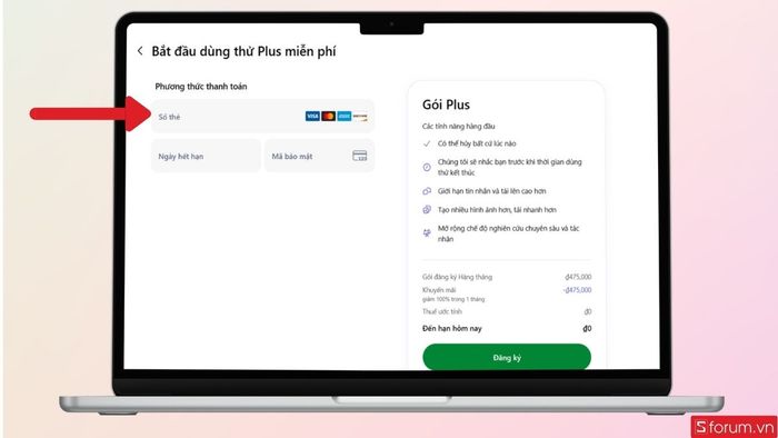 Nhập thông tin thẻ vào đây