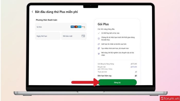 Nhấn “Đăng ký” để hoàn tất