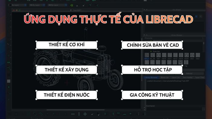 LibreCAD được áp dụng rộng rãi trong nhiều lĩnh vực thiết kế kỹ thuật